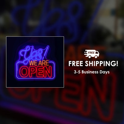 YES WE ARE OPEN" LED Neon Flex Sign with Remote – 25” x 23”